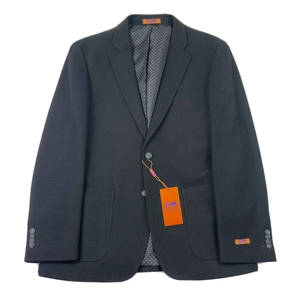 Steven Land‎ Modern Man Black Polyester Gianni Jacket Size Mens 42S NWT
